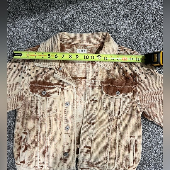POL Rock N Roll Studded & Distressed Corduroy Jacket Beige Brown Medium - Picture 11 of 11